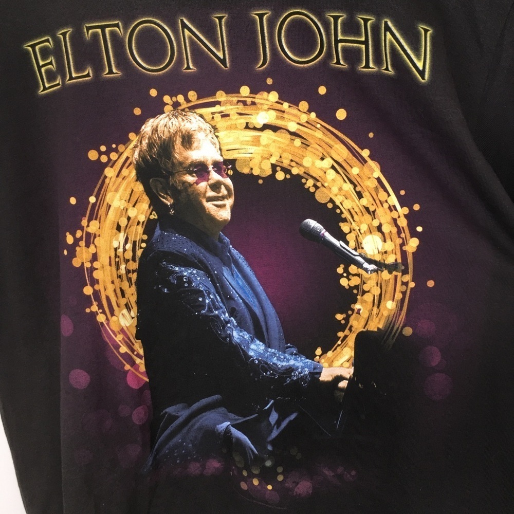 Elton John World Tour 2017 Concert Tour T-Shirt Black Gold Size L Unisex Adult